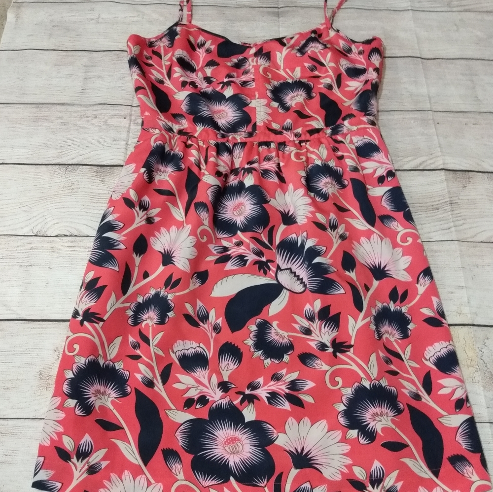 J. Crew coral colored floral mini strappy dress